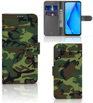 B2Ctelecom Telefoonhoesje Huawei P40 Lite Portemonnee hoesje Army Dark