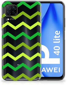 B2Ctelecom Telefoonhoesje Huawei P40 Lite TPU Siliconen Hoesje met Foto Zigzag Groen