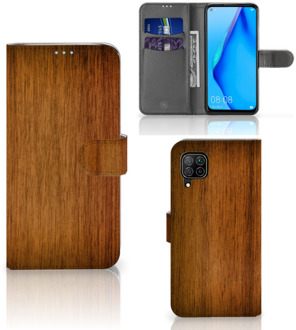 B2Ctelecom Telefoonhoesje Huawei P40 Lite Wallet Book Case Donker Hout