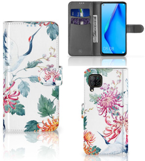 B2Ctelecom Telefoonhoesje Huawei P40 Lite Wallet Bookcase Bird Flowers