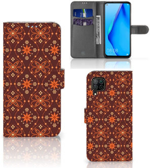 B2Ctelecom Telefoonhoesje Huawei P40 Lite Wallet Case Batik Brown