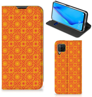 B2Ctelecom Telefoonhoesje Huawei P40 Lite Wallet Case Batik Orange