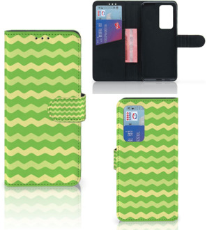 B2Ctelecom Telefoonhoesje Huawei P40 Pro Book Case Waves Green