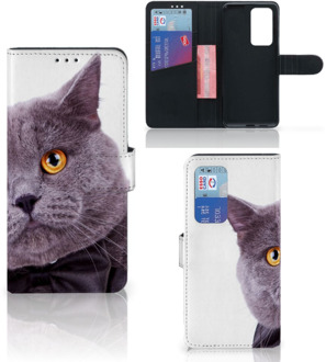 B2Ctelecom Telefoonhoesje Huawei P40 Pro Flipcover Case Kat