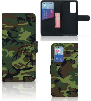 B2Ctelecom Telefoonhoesje Huawei P40 Pro Portemonnee hoesje Army Dark