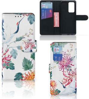 B2Ctelecom Telefoonhoesje Huawei P40 Pro Wallet Bookcase Bird Flowers