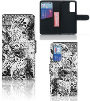 B2Ctelecom Telefoonhoesje Huawei P40 Wallet Book Case Skulls Angel