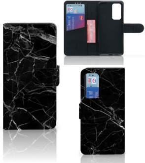 B2Ctelecom Telefoonhoesje Huawei P40 Wallet Book Case Vaderdag Cadeau Marmer Zwart