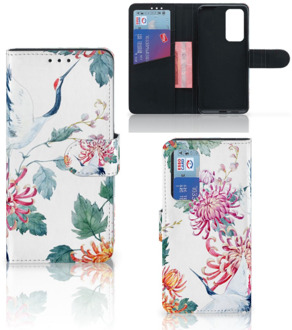 B2Ctelecom Telefoonhoesje Huawei P40 Wallet Bookcase Bird Flowers