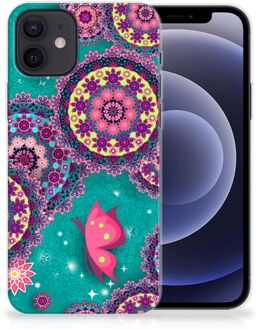 B2Ctelecom Telefoonhoesje iPhone 12 | 12 Pro (6.1") Back Cover Siliconen Hoesje Cirkels en Vlinders