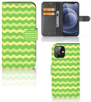 B2Ctelecom Telefoonhoesje iPhone 12 | 12 Pro (6.1") Book Case Waves Green