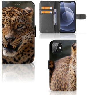 B2Ctelecom Telefoonhoesje iPhone 12 | 12 Pro (6.1") Book Cover Cadeautjes voor Jongens Luipaard