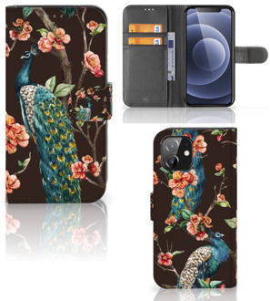 B2Ctelecom Telefoonhoesje iPhone 12 | 12 Pro (6.1") Flipcase Cover Pauw met Bloemen