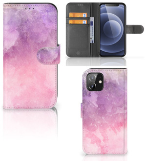 B2Ctelecom Telefoonhoesje iPhone 12 | 12 Pro (6.1") Flipcase Pink Purple Paint