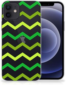 B2Ctelecom Telefoonhoesje iPhone 12 | 12 Pro (6.1") TPU Siliconen Hoesje met Foto Zigzag Groen