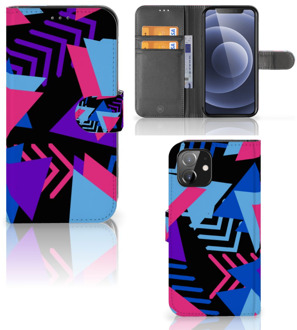 B2Ctelecom Telefoonhoesje iPhone 12 | 12 Pro (6.1") Wallet Book Case Design Funky Triangle