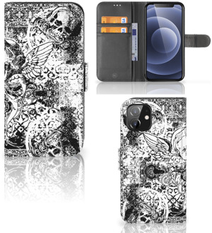 B2Ctelecom Telefoonhoesje iPhone 12 | 12 Pro (6.1") Wallet Book Case Skulls Angel