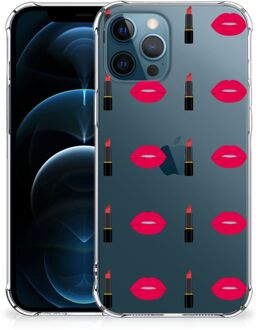 B2Ctelecom Telefoonhoesje  iPhone 12 | 12 Pro Hippe Hoesje met transparante rand Lipstick Kiss