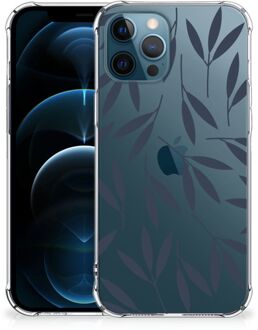 B2Ctelecom Telefoonhoesje  iPhone 12 | 12 Pro Leuk Case met transparante rand Leaves Blue