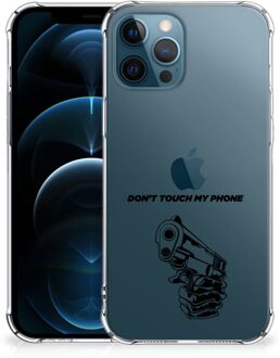 B2Ctelecom Telefoonhoesje  iPhone 12 | 12 Pro Leuk TPU Backcase met transparante rand Gun Don't Touch My Phone