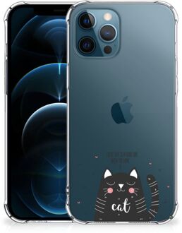 B2Ctelecom Telefoonhoesje  iPhone 12 | 12 Pro Silicone Case met transparante rand Cat Good Day