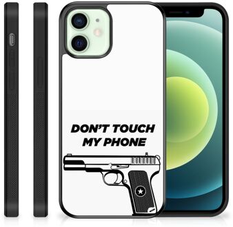 B2Ctelecom Telefoonhoesje iPhone 12 Mini Back Case Siliconen Hoesje met Zwarte rand Pistol Don't Touch My Phone