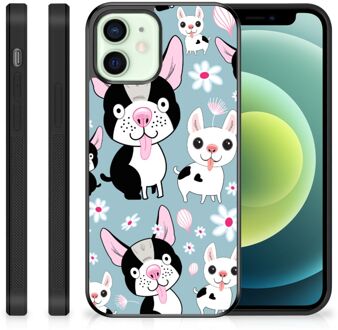 B2Ctelecom Telefoonhoesje iPhone 12 Mini Backcase Siliconen Hoesje met Zwarte rand Hondjes