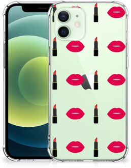 B2Ctelecom Telefoonhoesje  iPhone 12 Mini Hippe Hoesje met transparante rand Lipstick Kiss