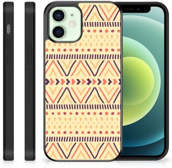 B2Ctelecom Telefoonhoesje iPhone 12 Mini Leuk Case met Zwarte rand Aztec Yellow