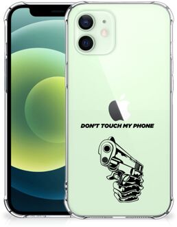 B2Ctelecom Telefoonhoesje  iPhone 12 Mini Leuk TPU Backcase met transparante rand Gun Don't Touch My Phone