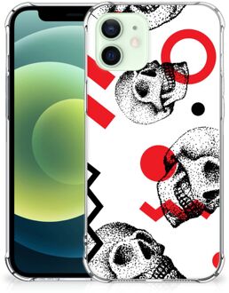 B2Ctelecom Telefoonhoesje  iPhone 12 Mini Stevige Bumper Hoesje met transparante rand Skull Red