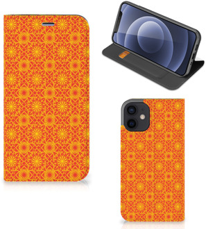 B2Ctelecom Telefoonhoesje iPhone 12 Mini Wallet Case Batik Orange