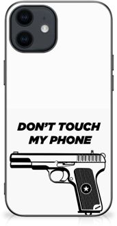 B2Ctelecom Telefoonhoesje iPhone 12 Pro | 12 (6.1") Back Case Siliconen Hoesje met Zwarte rand Pistol Don't Touch My Phone