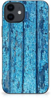 B2Ctelecom Telefoonhoesje iPhone 12 Pro | 12 (6.1") Backcase Siliconen Hoesje met Zwarte rand Wood Blue