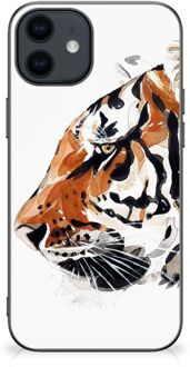 B2Ctelecom Telefoonhoesje iPhone 12 Pro | 12 (6.1") Silicone Case met Zwarte rand Tiger