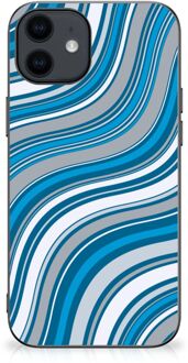 B2Ctelecom Telefoonhoesje iPhone 12 Pro | 12 (6.1") TPU Gripcase met Zwarte rand Golven Blauw