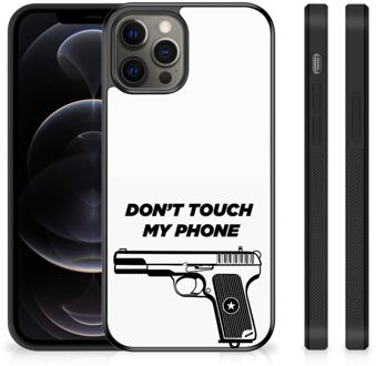 B2Ctelecom Telefoonhoesje iPhone 12 Pro Max Back Case Siliconen Hoesje met Zwarte rand Pistol Don't Touch My Phone