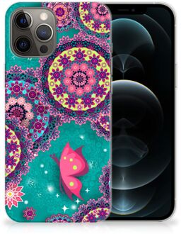 B2Ctelecom Telefoonhoesje iPhone 12 Pro Max Back Cover Siliconen Hoesje Cirkels en Vlinders