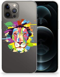 B2Ctelecom Telefoonhoesje iPhone 12 Pro Max Back Cover Siliconen Hoesje Super als Cadeautjes voor Jongens Lion Color