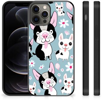 B2Ctelecom Telefoonhoesje iPhone 12 Pro Max Backcase Siliconen Hoesje met Zwarte rand Hondjes