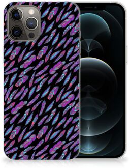 B2Ctelecom Telefoonhoesje iPhone 12 Pro Max Backcover Soft Siliconen Hoesje Feathers Color