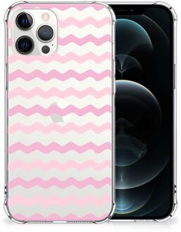 B2Ctelecom Telefoonhoesje  iPhone 12 Pro Max Foto hoesje met transparante rand Waves Roze