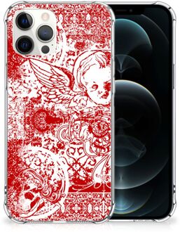 B2Ctelecom Telefoonhoesje  iPhone 12 Pro Max Hippe Hoesjes met transparante rand Angel Skull Red