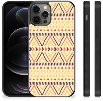 B2Ctelecom Telefoonhoesje iPhone 12 Pro Max Leuk Case met Zwarte rand Aztec Yellow