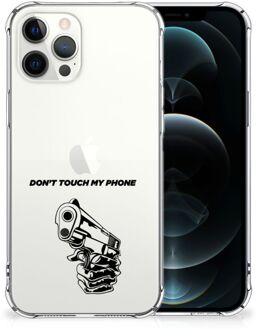 B2Ctelecom Telefoonhoesje  iPhone 12 Pro Max Leuk TPU Backcase met transparante rand Gun Don't Touch My Phone