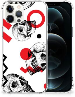 B2Ctelecom Telefoonhoesje  iPhone 12 Pro Max Stevige Bumper Hoesje met transparante rand Skull Red