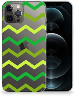 B2Ctelecom Telefoonhoesje iPhone 12 Pro Max TPU Siliconen Hoesje met Foto Zigzag Groen