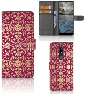 B2Ctelecom Telefoonhoesje met foto Nokia 2.4 Bookcase Cadeautips Barok Pink