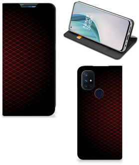 B2Ctelecom Telefoonhoesje met foto OnePlus Nord N10 5G Smart Cover Geruit Rood