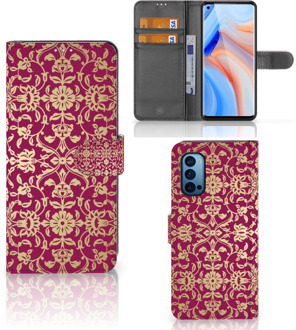 B2Ctelecom Telefoonhoesje met foto OPPO Reno 4 Pro 5G Bookcase Cadeautips Barok Pink